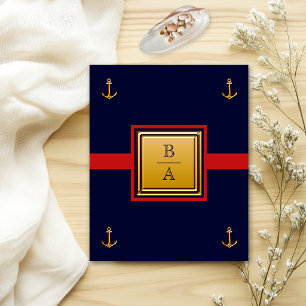 Nautical Navy Blue Red Budget Wedding Invitation Flyer