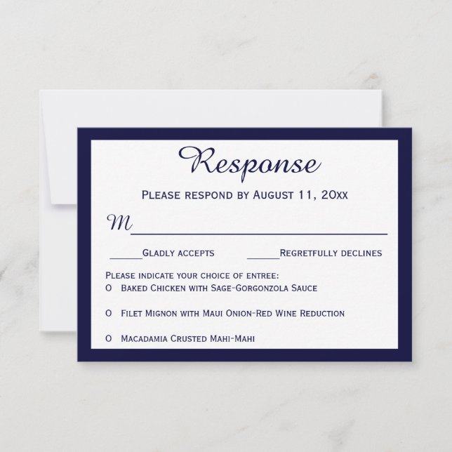Nautical Navy Blue Sailboat Wedding RSVP Cards (Front)