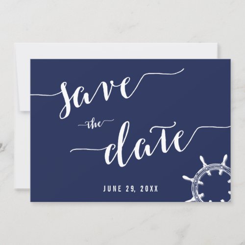 Nautical Navy Blue Save The Date Invitation Cards