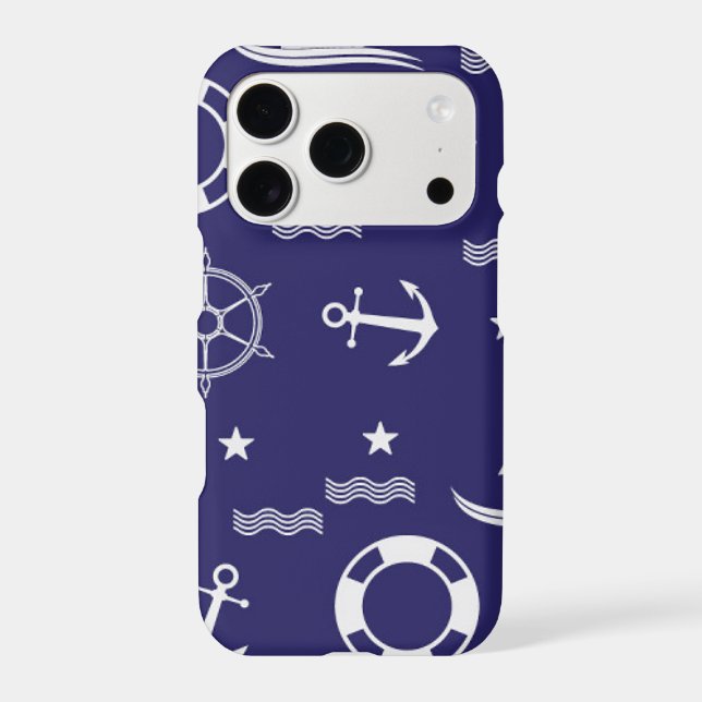 Nautical Navy Blue Seamless Patterns Background Iphone Case (Back)