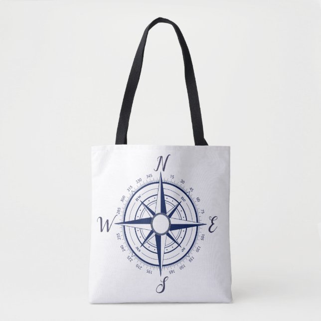 Nautical navy blue ship compass , bag purse (Front)