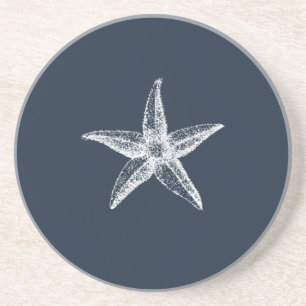 Nautical Navy Blue Simple Elegant Starfish Coaster
