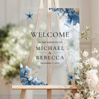 Nautical Navy Blue Starfish Wedding Welcome Sign