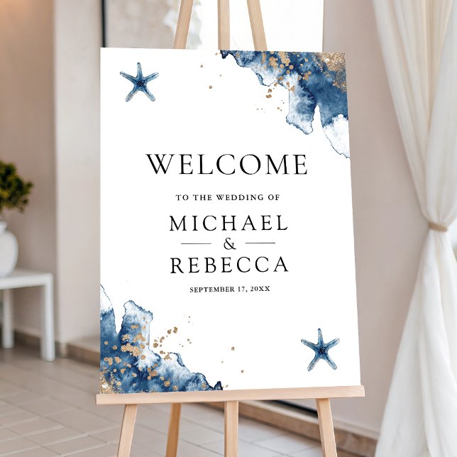 Nautical Navy Blue Starfish Wedding Welcome Sign (Creator Uploaded)