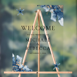 Nautical Navy Blue Starfish Wedding Welcome Sign