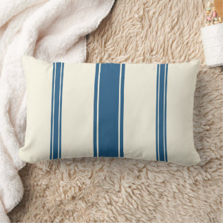 Nautical Navy Blue Stripe  Lumbar Pillow