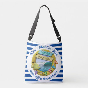 Nautical Navy Blue Striped Summer Beach Crossbody Bag