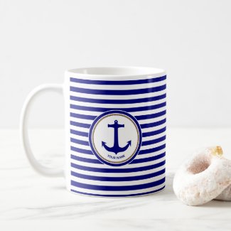 Nautical Navy Blue Stripes with Anchor