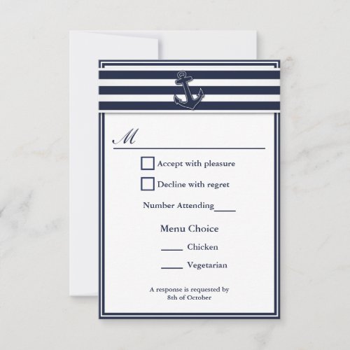 Nautical Navy Blue Swallows RSVP 2 Menu Choice