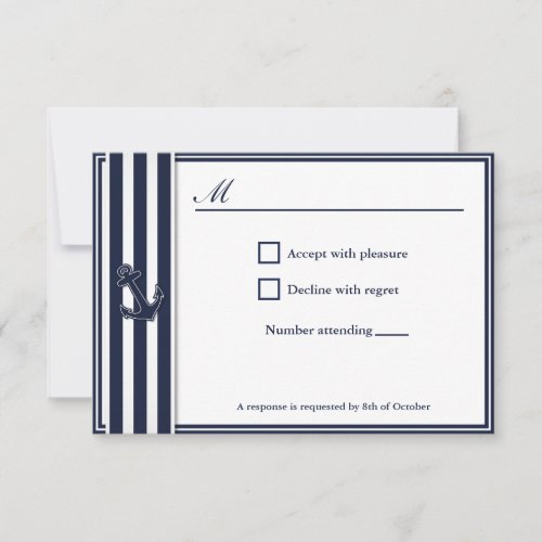 Nautical Navy Blue Swallows RSVP invititation