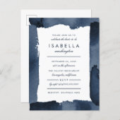 Nautical Navy Blue Watercolor Bridal Shower Invitation Postcard (Front/Back)