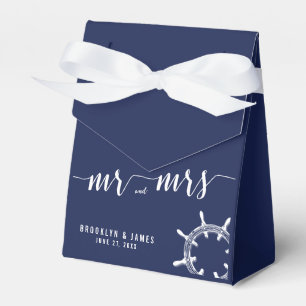 Nautical Navy Blue Wedding Favor Boxes Tent