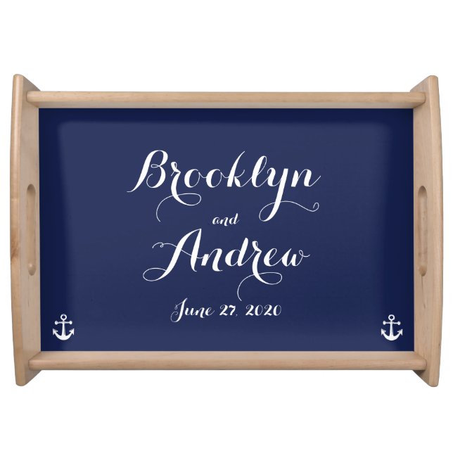 Nautical Navy Blue Wedding Gifts Serving Trays (Front)