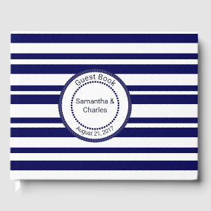 Nautical Navy Blue Wedding Guest Book