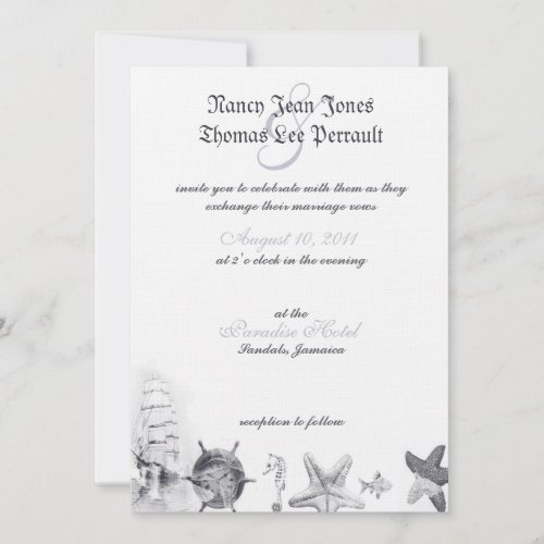 Nautical Navy Blue Wedding Invitation