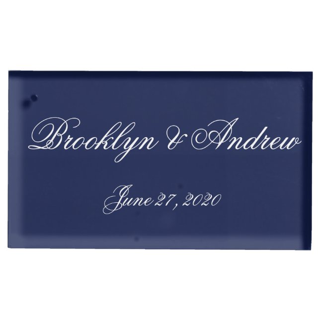 Nautical Navy Blue Wedding Place Card Holders (Front)