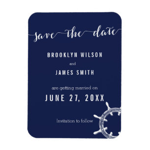 Nautical Navy Blue Wedding Save The Date Magnets