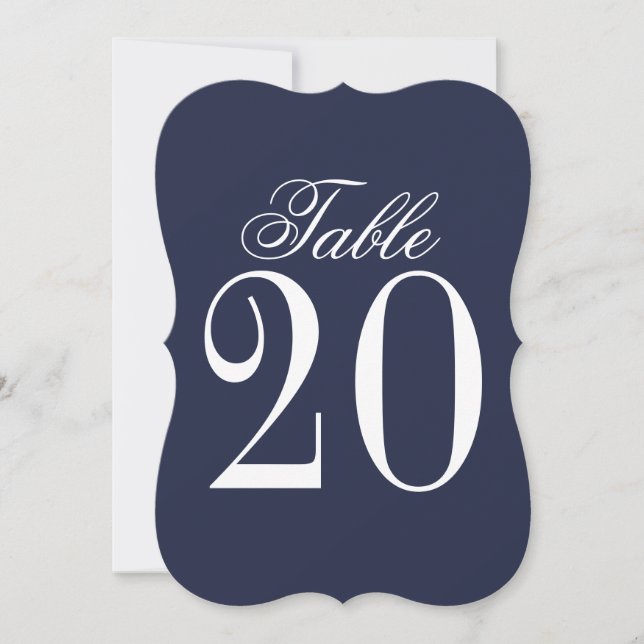 Nautical Navy Blue Wedding Table Number (Front)