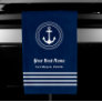 Nautical Navy Blue Welcome Aboard Boat Name Anchor Hand Towel