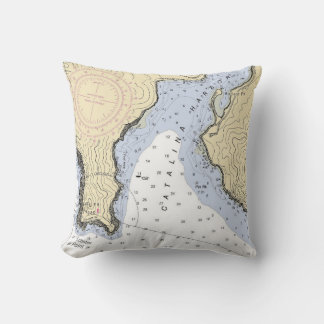 Nautical Navy Blue Welcome Aboard Boat Name Anchor Throw Pillow
