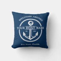 Nautical Navy Blue Welcome Aboard Boat Name Anchor