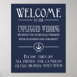 Nautical Navy Blue Welcome To Our Unplugged Print at Zazzle