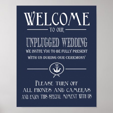 Nautical Navy Blue Welcome To Our Unplugged Print