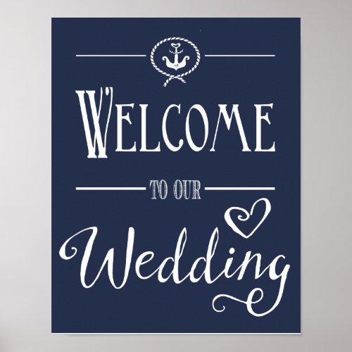 Nautical Navy Blue Welcome to our wedding print