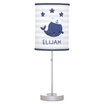 Nautical Navy Blue Whale Cute Boy Baby Table Lamp