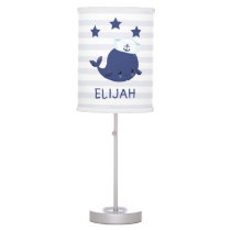 Nautical Navy Blue Whale Cute Boy Baby Table Lamp