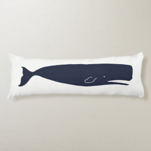 Nautical Navy Blue Whale & White Body Pillow
