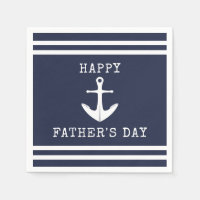 Nautical Navy Blue White Anchor Happy Fathers Day