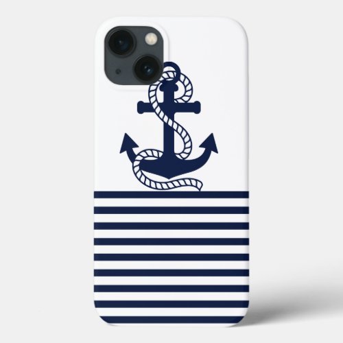 Nautical Navy BlueWhite Anchor iPhone 7 Case