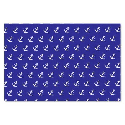 Nautical Navy Blue White Anchor Pattern Tissue Paper