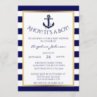 Nautical Navy Blue/White BOY Baby Shower Invites