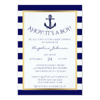 Nautical Navy Blue/White BOY Baby Shower Invites