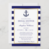 Nautical Navy Blue/White Bridal Shower Invitations (Front)