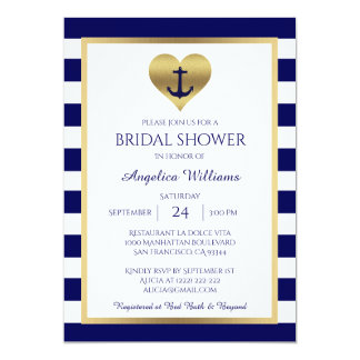 Nautical Bridal Shower Invitations Announcements Zazzle Nautical Navy Blue White Bridal Shower Invitations