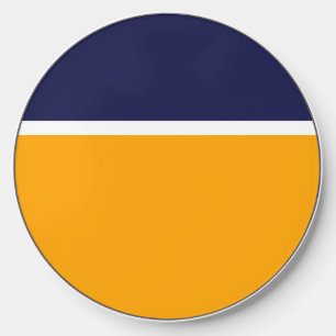 Nautical Navy Blue White Bright Yellow Color Block Wireless Charger