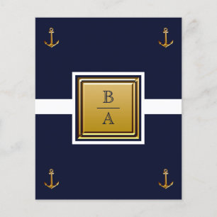 Nautical Navy Blue White Budget Wedding Invitation Flyer