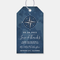 Nautical Navy Blue &amp; White Favor Wedding Thank You Gift Tags