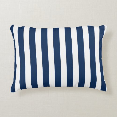 Nautical Navy Blue  White Striped Accent Pillow