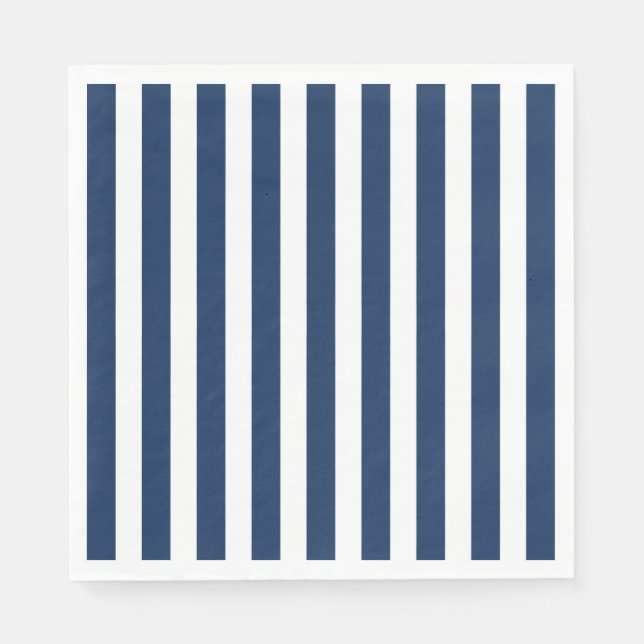 Nautical Navy Blue & White Striped Napkins (Front)