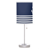 Nautical Navy Blue White Stripes and White Anchor Table Lamp (Left)