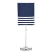 Nautical Navy Blue White Stripes and White Anchor Table Lamp (Back)