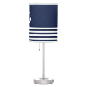 Nautical Navy Blue White Stripes and White Anchor Table Lamp (Right)