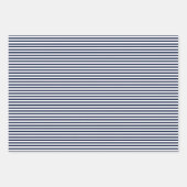 Nautical Navy blue White Stripes and White Anchor Wrapping Paper Sheets (Front 2)