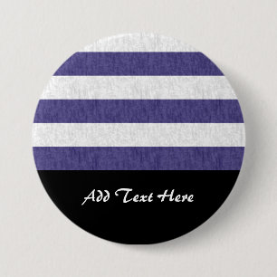 Nautical Navy Blue White Stripes Button