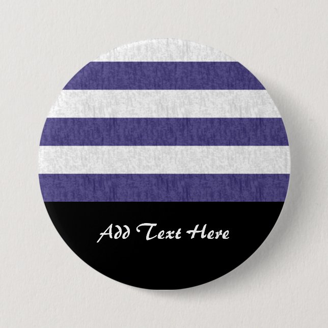 Nautical Navy Blue White Stripes Button (Front)