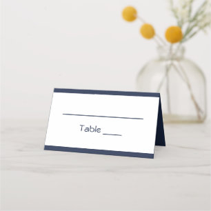 Nautical Navy Blue & White Stripes Wedding Party Place Card